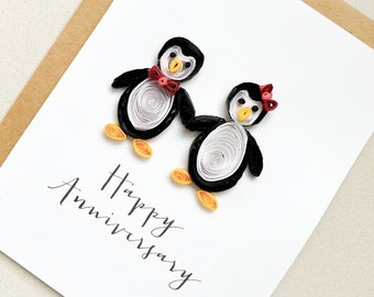 penguin cards, anniversary card, birthday card for husband, wife, i love you card