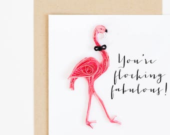 Birthday card for men. Paper flamingo. Appreciation card for best friend, brother, boyfriend, uncle, father, grandpa, cousin, buddy