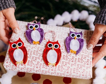 owl nursery set - baby owl ornament - baby owl decor - woodland creatures - baby shower - set of 5 christmas ornaments - nursery decor