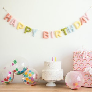Pastell Regenbogen Filz alles Gute zum Geburtstag Banner, 1