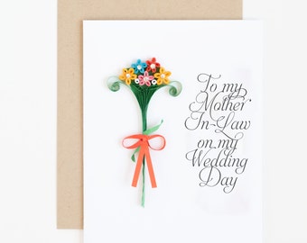 to my mother in law on my wedding day card - gift to mother in law - mother of the groom card - wedding thank you card - mother in law gift