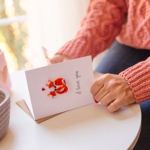 Biglietto d'auguri per qualcuno di speciale, biglietti carini per il fidanzato, biglietti di anniversario per la fidanzata, fidanzato, marito, moglie, biglietto di San Valentino con la volpe immagine 3