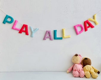 Playroom Sign, Play Sign, Felt Wall Hanging, Felt Letters, Toddler Boy Playroom, Boys Playroom Decor