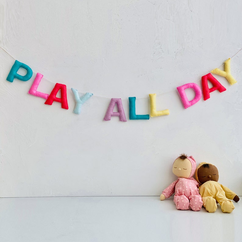 Playroom Sign, Play Sign, Felt Wall Hanging, Felt Letters, Toddler Boy Playroom, Boys Playroom Decor image 1