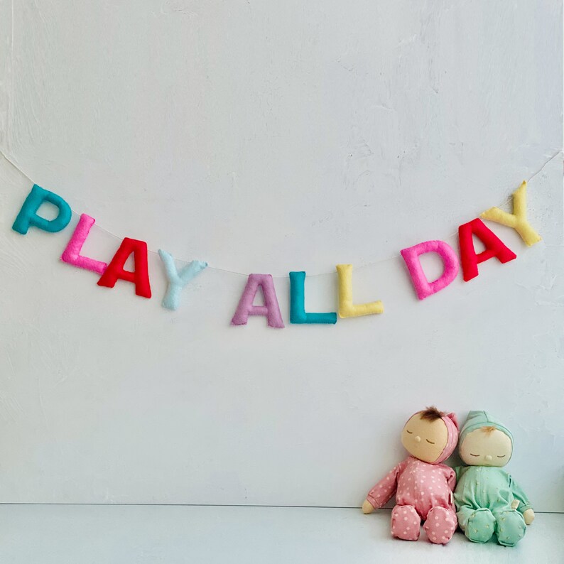 Playroom Sign, Play Sign, Felt Wall Hanging, Felt Letters, Toddler Boy Playroom, Boys Playroom Decor image 2