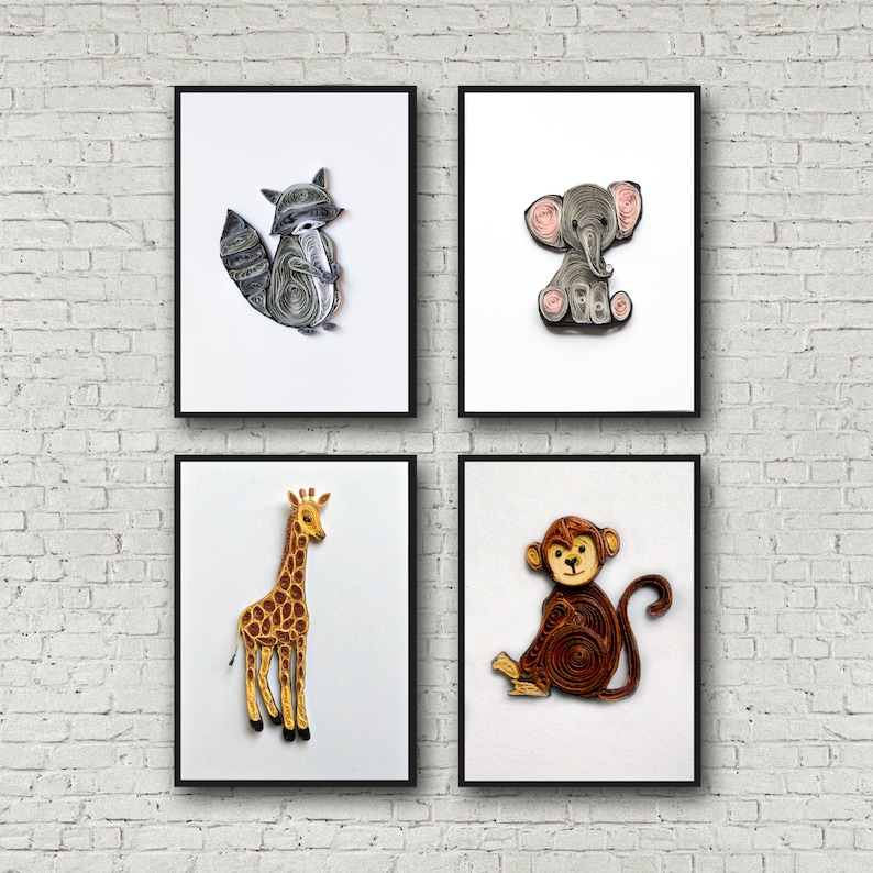 Set of 4. Woodland Nursery Jungle Nursery Decor Safari Etsy