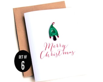 Boxed Holiday Cards. Miniature Paper Christmas tree. Perfect present for coworkers, family, friends,