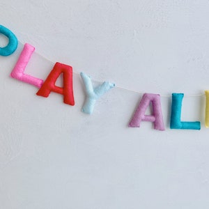 Playroom Sign, Play Sign, Felt Wall Hanging, Felt Letters, Toddler Boy Playroom, Boys Playroom Decor image 3
