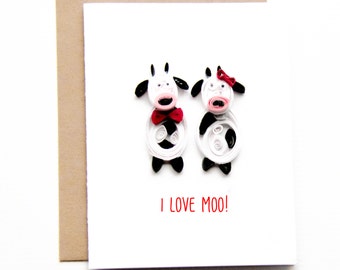 Funny I love you card - Unique I love you card - I love moo card - funny valentine's day card - funny love card - funny anniversary card