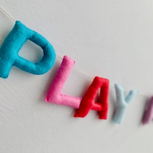 Playroom Sign, Play Sign, Felt Wall Hanging, Felt Letters, Toddler Boy Playroom, Boys Playroom Decor image 5