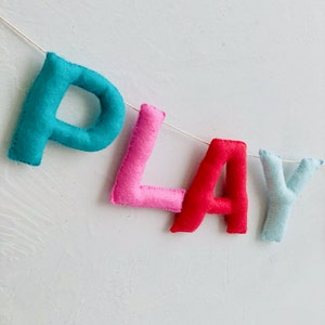 Playroom Sign, Play Sign, Felt Wall Hanging, Felt Letters, Toddler Boy Playroom, Boys Playroom Decor image 8