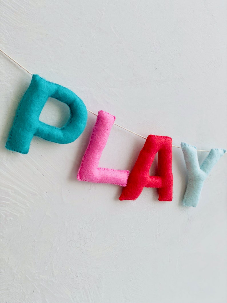 Playroom Sign, Play Sign, Felt Wall Hanging, Felt Letters, Toddler Boy Playroom, Boys Playroom Decor image 8
