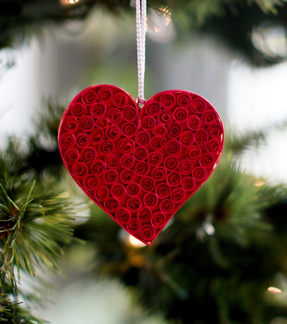 Heart Shape Ornament Christmas Ornaments Burgundy Cool Etsy