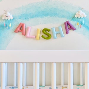 Baby Name Banner, Felt Name Banner, Nursery Wall Art, Baby Shower Gift, Newborn Baby Girl Gift image 2