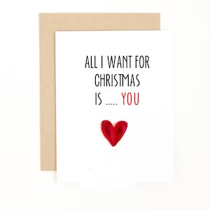 Tarjeta de Navidad para esposa, tarjeta de quilling navideña, tarjeta de quilling, tarjeta Todo lo que quiero para Navidad eres tú, tarjeta de Navidad 3D, regalo de Navidad para esposa