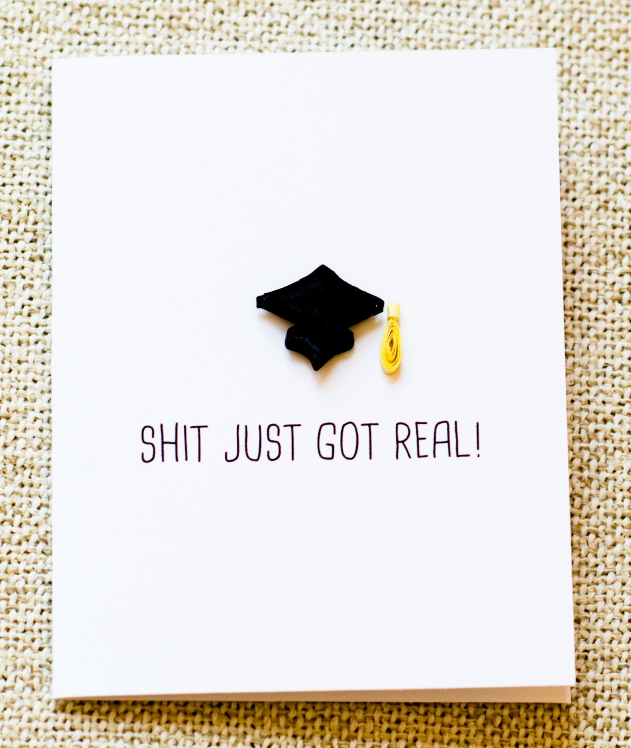 Funny Graduation Card Shit Just Got Real Card | Etsy