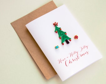 Christmas Greeting Card. Traditional X'mas Tree. Cute Gift Idea for mom, dad, grandparents, brother, sister, kids, preschooler, uncle, aunt