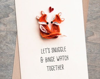 Funny Love Card - Funny Card for Boyfriend - Funny Couple Card - Lets Snuggle And Binge Watch Together