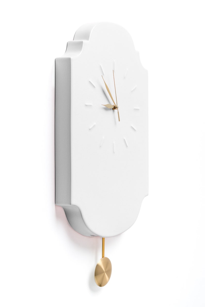 Large vintage wall clock white ceramic clock with pendulum Etsy