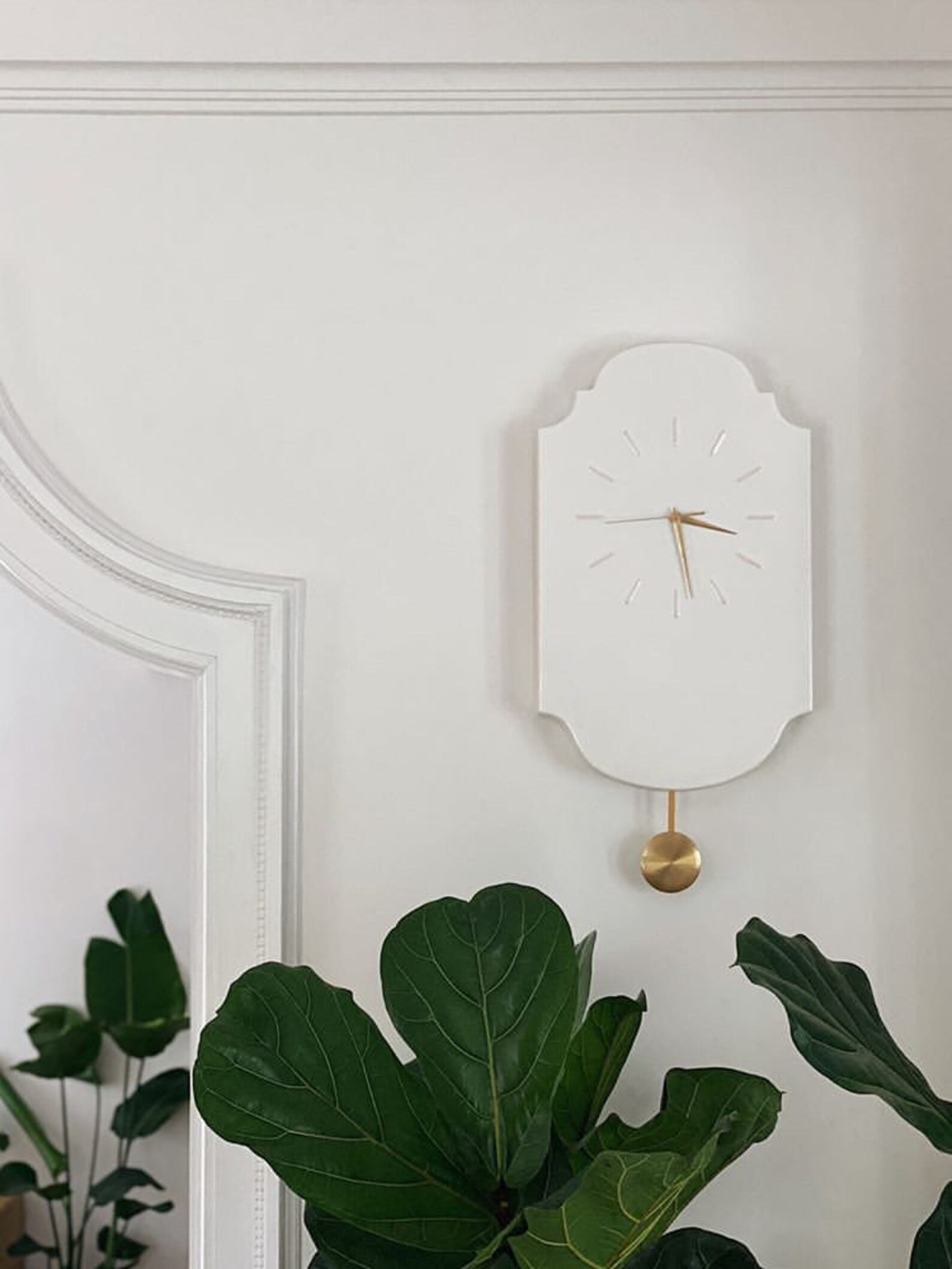 Large vintage wall clock white ceramic clock with pendulum Etsy