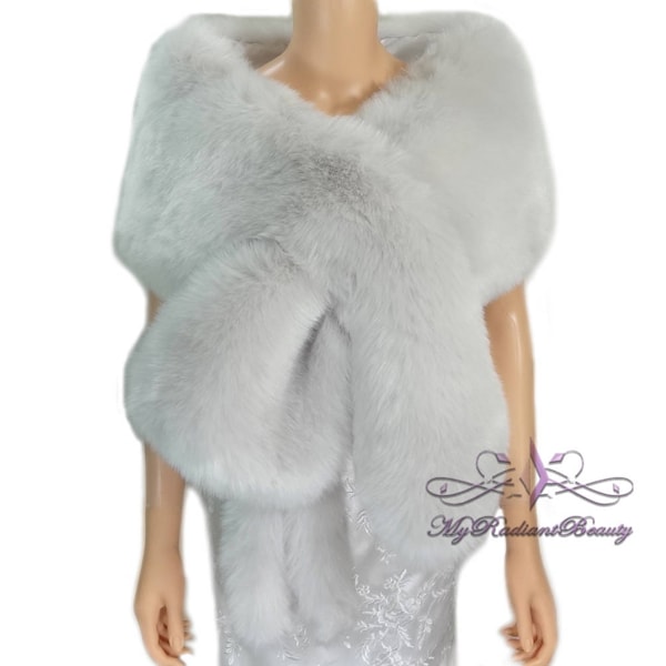 faux fur shawl silver