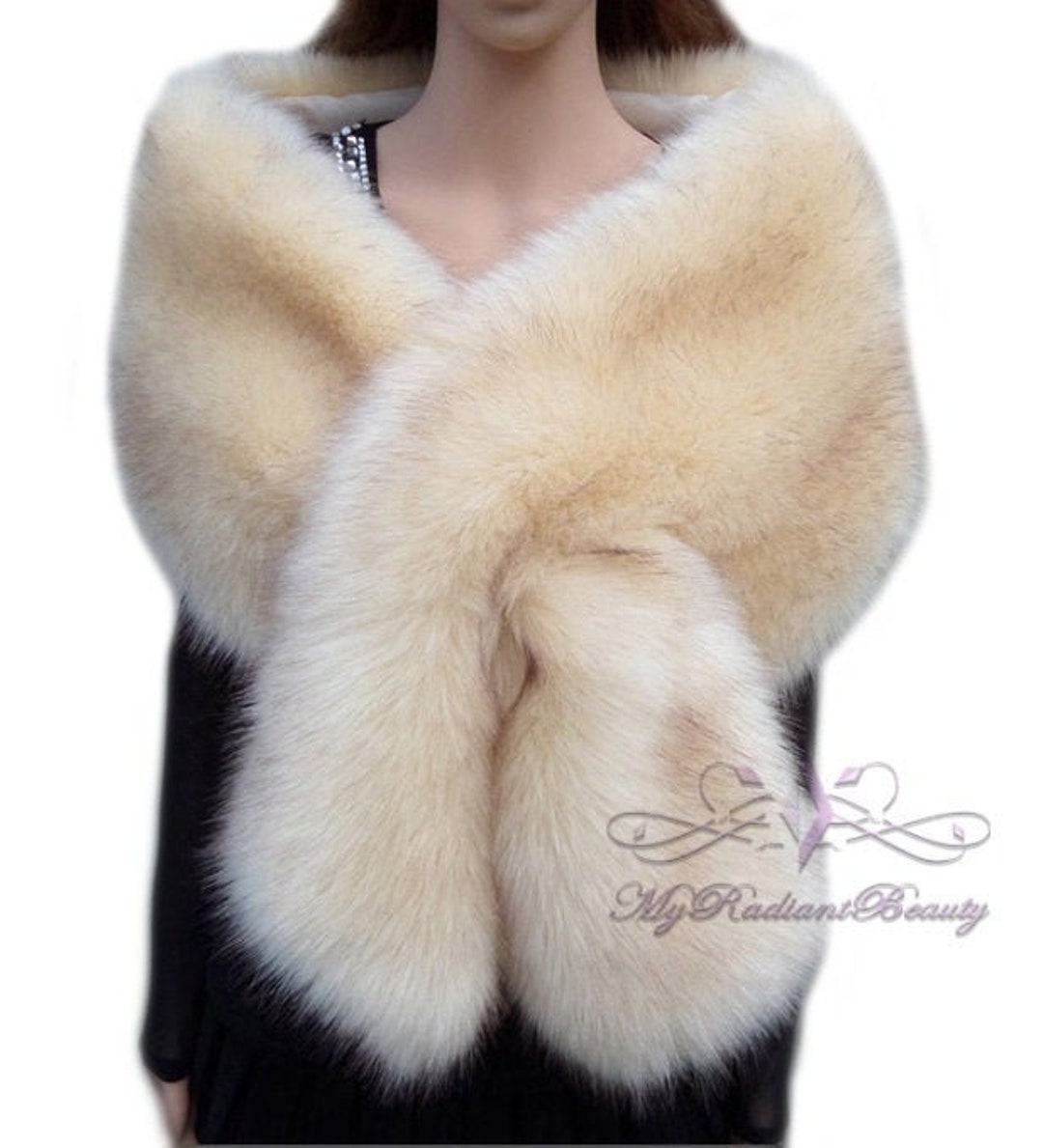 champagne fur shawl
