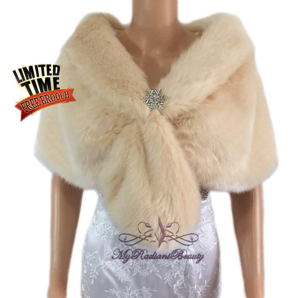 champagne faux fur wrap