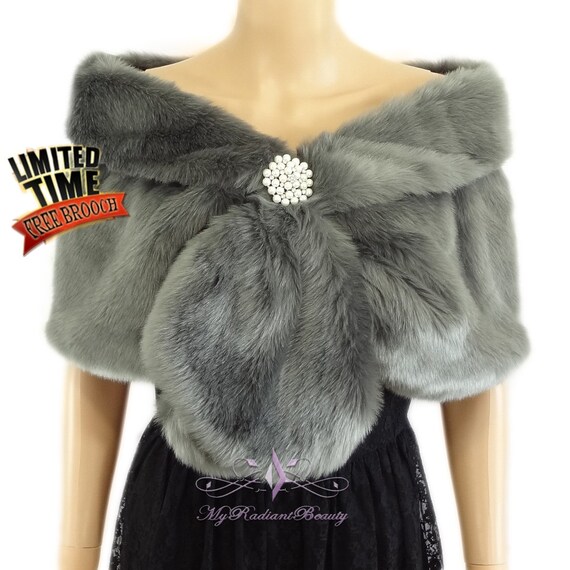 gray fur wrap