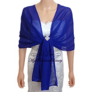 Bolero, Royal Blue Shrug, Chiffon Shawl, Bridal Silk Chiffon Evening Wrap, Shrug, Fur Wrap, Chiffon Scarf, Chiffon Wrap, CW108-R.BLUE