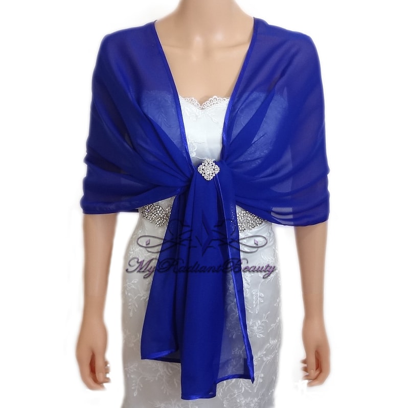 Bolero Royal Blue Shrug Chiffon Shawl Bridal Silk Chiffon Etsy