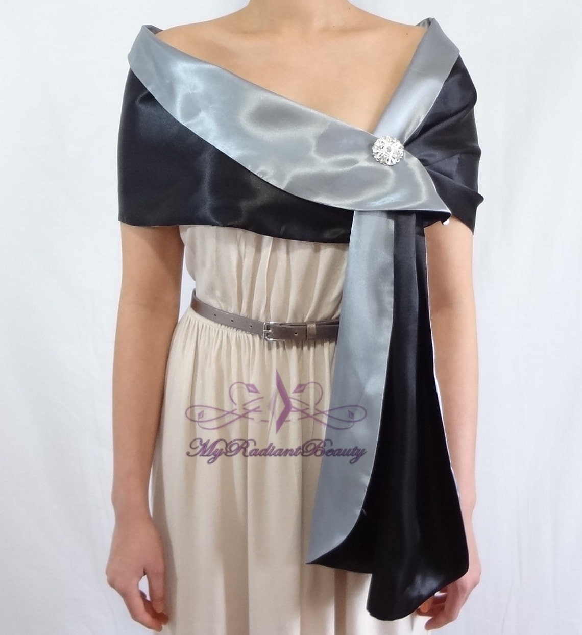 shawl satin grey