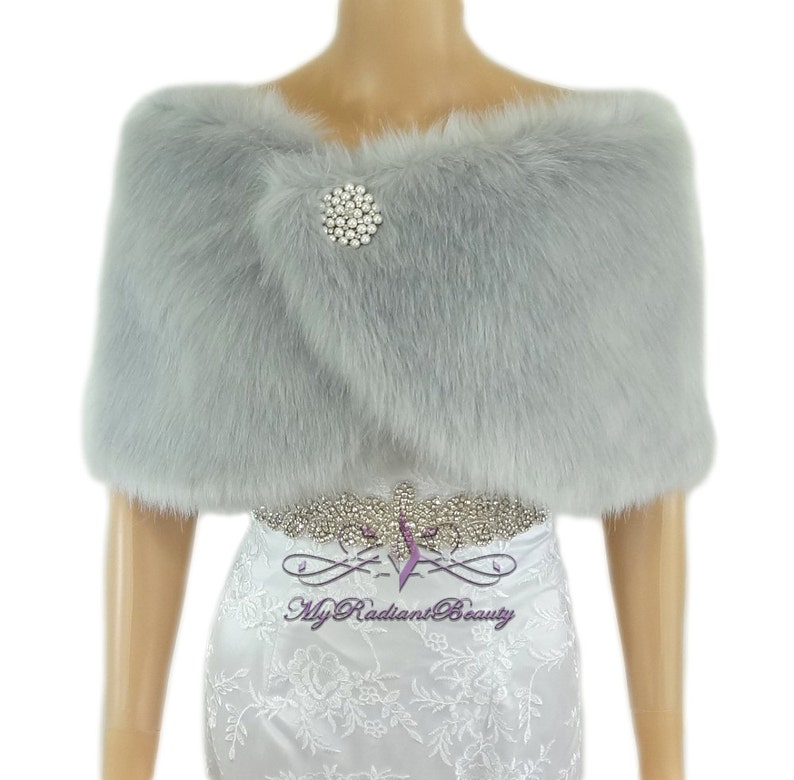 Faux Fur Stole Faux Fur Wrap Silver Faux Fur Cape Fur Etsy