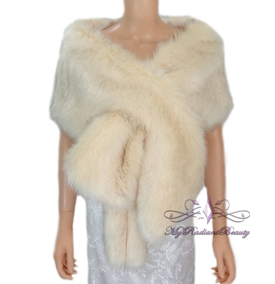 Champagne faux fur shrug best sale