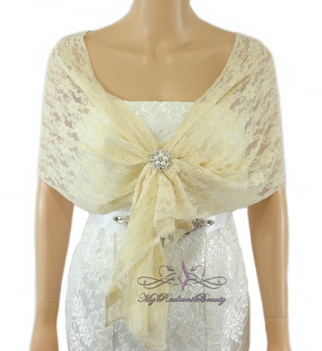 champagne lace shawl