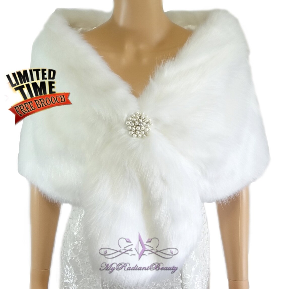 Soft Faux Fur With Rhinestone Wraps