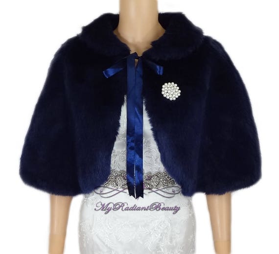 navy blue fur shawl