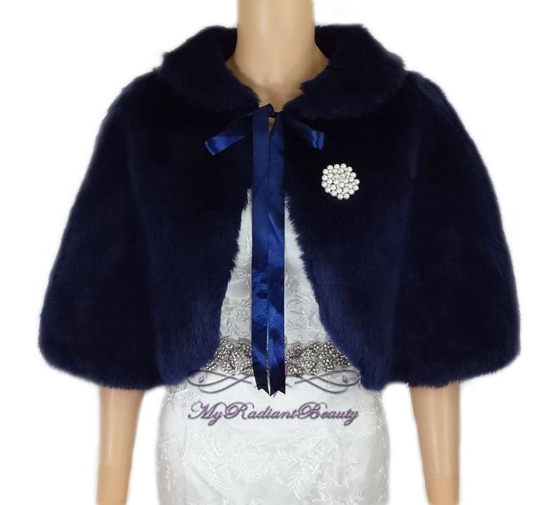 Faux Fur Shrug Navy Blue Faux Fur Cape Bridal Shawl Faux Etsy