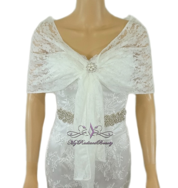 Bridal Lace Wrap, Ivory Lace Shawl, Bridal Silk Lace Shrug, Evening Shawl, Prom Wrap, Lace Wrap, Shrugs, Evening Wrap, Lace Scarf LAW108-IVY