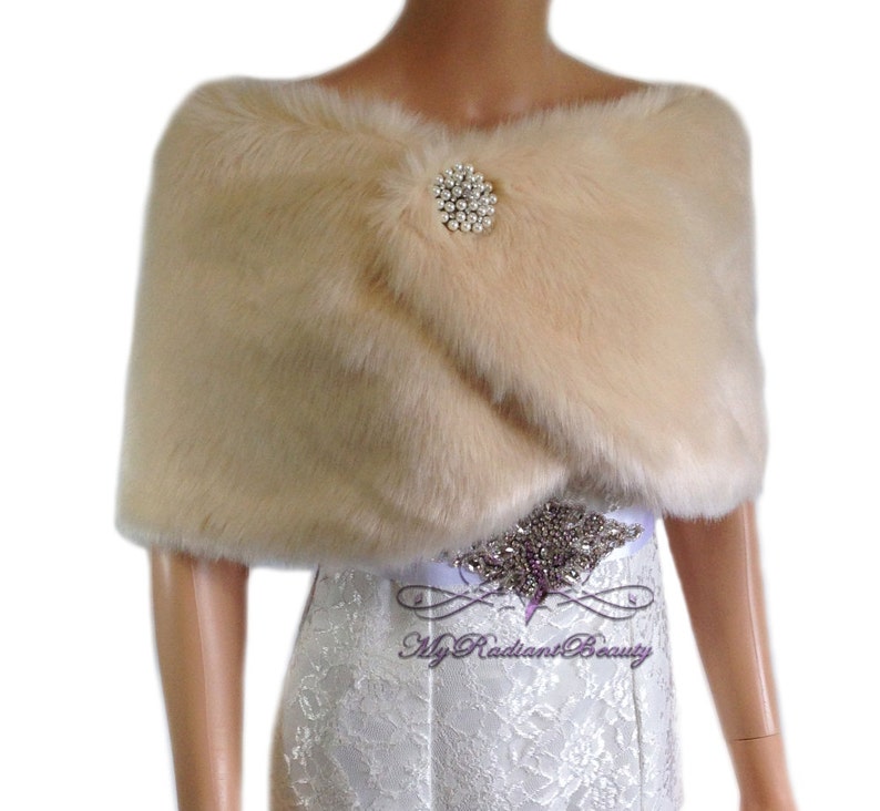 champagne faux fur wrap