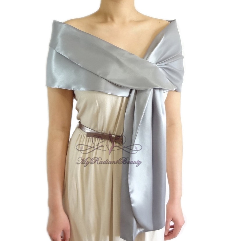 Satin Bridal Wrap Stole Grey Silk Satin Evening Wrap Stole - Etsy