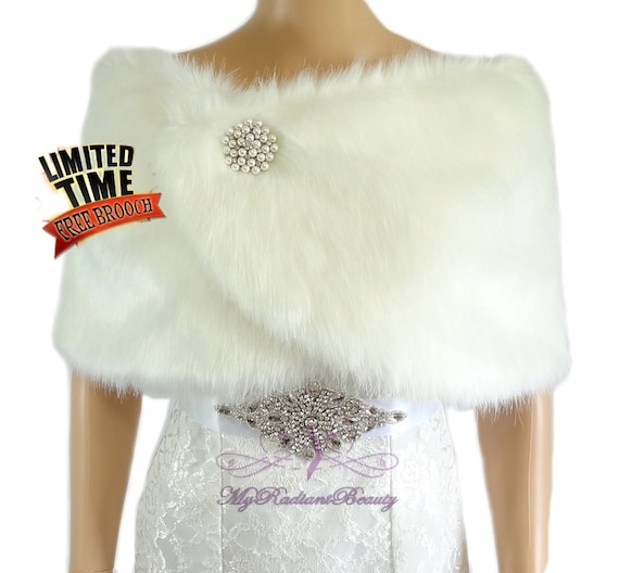 Faux Fur Stole Ivory Faux Fur Shawl Faux Fur Wrap Fur Etsy