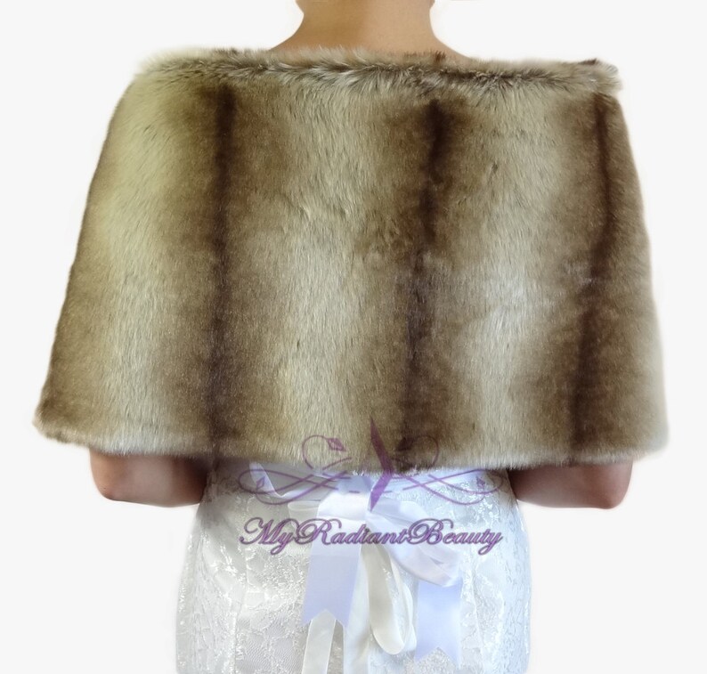 Faux Fur Stole Brown Chinchilla Faux Fur Wrap Wedding Fur Etsy
