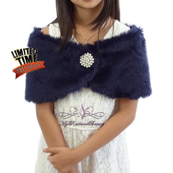 navy fur shawl