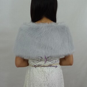 Faux Fur Kid Wrap, Silver Flower Girl Faux Fur Stole, Faux Fur Capelet, Wedding Fur Shrug, Kid Fur Stole, Fur Wrap, Faux Fur Shawl KW108-SL image 3