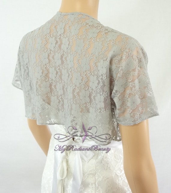 Grey Lace Jacket Wedding Bolero Silk Felt Jacket Wedding Wrap Shrug Bolero Bridal Bolero Faux Fur Wrap Lace Scarf SLJ108 GREY Etsy UK