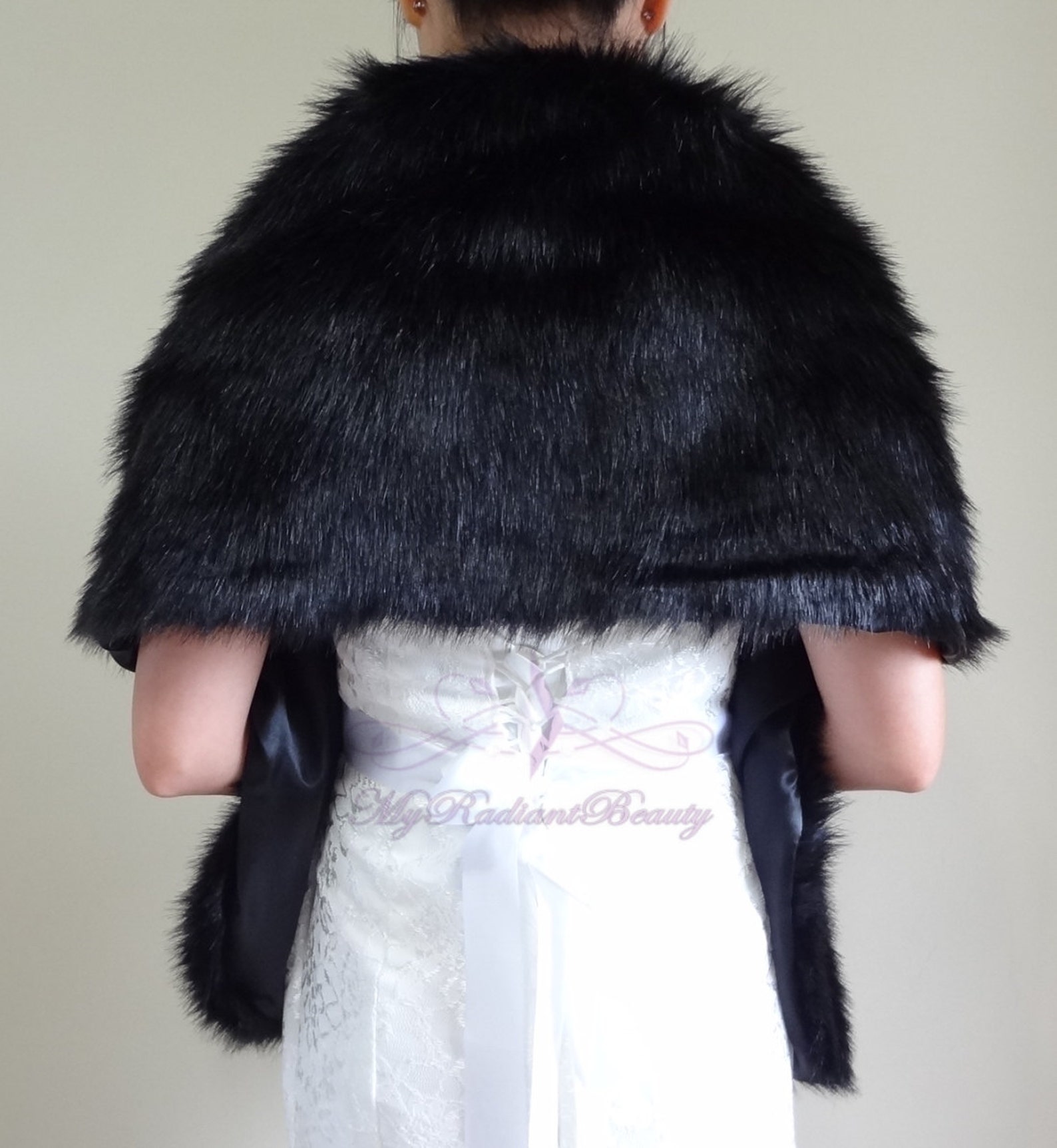 faux fur hooded shawl