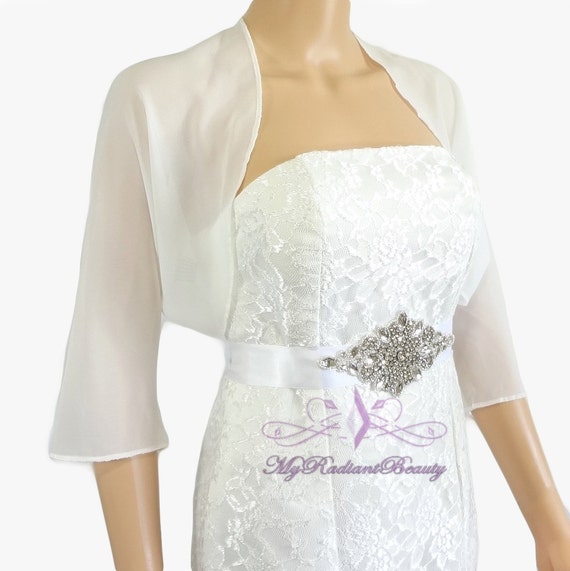 Ivory chiffon bolero wedding best sale