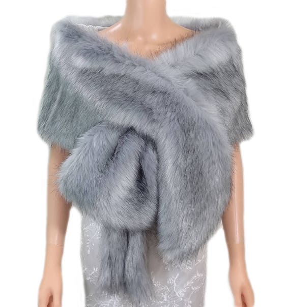 Faux Fur Wrap Grey Chinchilla Faux Fur 