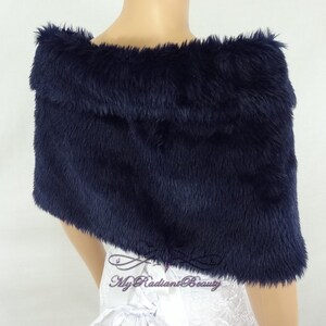 faux fur shawl navy