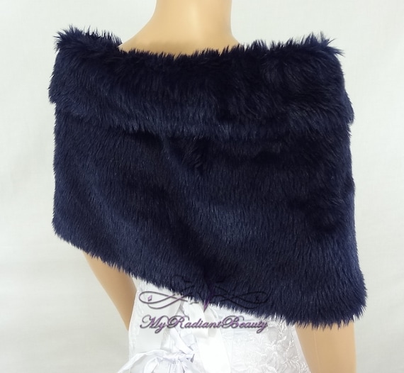 navy blue fur shawl